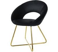 ML-Design Chaise de Salle à Manger en Velours Noir avec Dossier Rond Rembourrée Pied Métal Schwarz