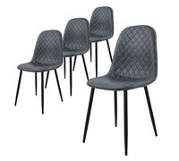ML-Design Chaise de Salle à Manger, Lot de 4, Anthracite, Revêtement en Simili, Pieds en Métal Noir, avec Dossier Ergonomique, Design Moderne, pour Le Salon Bureau Chambre Cuisine, Kit de Montage