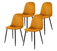 ML-Design Chaise de Salle à Manger, Lot de 4, Moutarde, Revêtement en Velours, Pieds en Métal Noir, avec Dossier Ergonomique, Design Moderne, pour Le Salon Bureau Chambre Cuisine, Kit de Montage