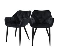 ML-Design Chaise - Lot de 2 - Noir Velours