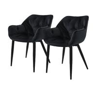 ML-Design Chaise - Lot de 2 - Noir Velours