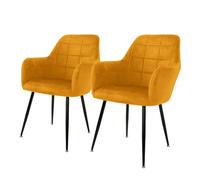 ML-Design Chaise Salle à Manger - Jaune Velours (Lot de 2)