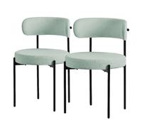 ML-Design Chaises de Cuisine en Tissu Teddy Vert - Lot de 2