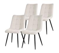ML-Design Set de 4 Chaises de Salle à Manger Beige, avec Revêtement en Tissu Polyester et Pieds Métalliques Noirs, Chaises de Cuisine avec Dossier, Chaises Rembourrées pour Salon Bureau, Kit Montage