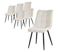 ML-Design Set de 6 Chaises de Salle à Manger Beige, avec Revêtement en Tissu Polyester et Pieds Métalliques Noirs, Chaises de Cuisine avec Dossier, Chaises Rembourrées pour Salon Bureau, Kit Montage