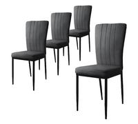 ML-Design Lot de 4 chaises de salle à manger Gris velours, dossier ergonomique, pieds métal