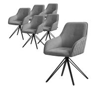 ML-Design Chaises Pivotantes Grises - Lot de 6
