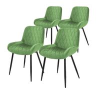 ML-Design Chaises rembourrées Lot de 4 – Velours, pieds métal noir – Vert sauge
