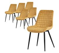 ML-Design Chaises de salle à manger Velours – Lot de 6, jaune moutarde