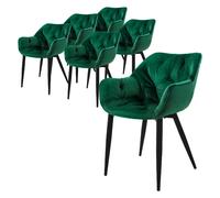 ML-Design Chaises Velours - Lot de 6 - Vert Foncé