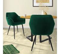 ML-Design Chaises - Velours Vert Foncé Lot de 2