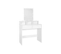 ML-Design coiffeuse avec éclairage led 80x40x140 cm blanc en bois mdf miroir inclus 2 tiroirs 2 compartiments de rangement ouverts meuble de toilette