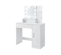 Ml-design Coiffeuse avec miroir LED - Blanc