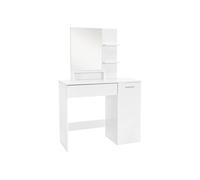 ML-Design Coiffeuse Moderne avec Miroir et Tabouret, 90x38x138 cm, MDF, Blanc, Table de