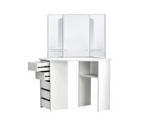ML-Design Coiffeuse 110 x 141,5 x 54 cm blanc en bois mdf avec 3 miroirs 5 tiroirs 3 compartiments de rangement table de maquillage toilette commode