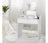 ML-Design Coiffeuse Moderne Blanc 80x40x140 cm avec Miroir, 2 Tiroirs, 2 Compartiments de Rangement Ouverts, en Bois MDF, Table de Maquillage Coiffage Commode Cosmétiques pour Salon, Salle de Bain