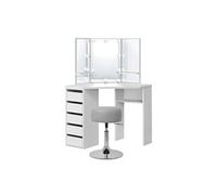ML-Design Coiffeuse Table de Maquillage Blanc 110x141,5x54 cm avec 3 Miroirs Lumineaux et