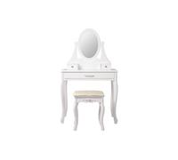 ML-Design Coiffeuse Table de Maquillage Blanc avec Tabouret, 1 Miroir et 3 Tiroirs,