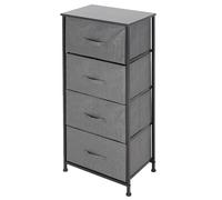 ML Design Commode en Tissu à 4 Tiroirs, 45x30x94 cm, Gris, Cadre en Métal Noir/Panneau MDF, Meuble de Rangement, Penderie, Buffet, Caisson Vêtements, pour Chambre à Coucher Salon Couloir Bureau