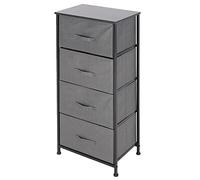ML Design Commode en Tissu à 4 Tiroirs, 45x30x94 cm, Gris, Cadre en Métal Noir/Panneau MDF, Meuble de Rangement, Penderie, Buffet, Caisson Vêtements, pour Chambre à Coucher Salon Couloir Bureau