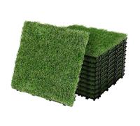 ML-Design Dalles Gazon Synthétique, 30x30 cm/11 pièces=1m², Clipsables avec Drainage, Pelouse Herbe Artificielle Revêtement de Sol à Cliquer Tapis Jardin Terrasse Extérieur Intérieur Résistant aux UV