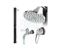 ML-Design Douche de Jardin Solaire 35L 217cm - In ouchette à Pied et Pommeau de Douche Schwarz