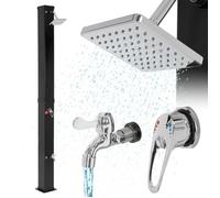 ML-Design Douche Solaire 40 L 217 cm Carée avec Douche de Pied et Pommeau de Douche à Effet Pluie Noir, Eau Chaude jusqu'à 60°C