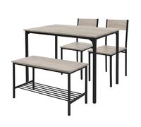 ML-Design Ensemble de Salle à Manger, 4 Pièces, Chêne Sonoma, 4 Personnes, Table avec 2 Chaises 1 Banc, Étagère de Rangement, en MDF et Structure en Acier, Set de Bar Industriel pour Cuisine Salon