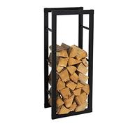 ML-Design Étagère à Bois de Chauffage 40x100x25 cm Rectangulaire en Métal Noir, pour Intérieur/Extérieur, Porte-bûche Verticale Support de Rangement Stable Bois de Cheminée Poêle Design Moderne