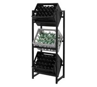 ML-Design Étagère pour Caisses de Boissons 3 Caisses, 47x31x116,5 cm, Acier, Indépendante, Étagère sur Pieds pour Caisses de Boissons, Support Rangement de Bouteilles, Ideal pour Garage/Cave/Magasin