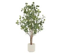 ML-Design Eucalyptus Artificiel 150 cm Décoratif, Plante Verte Grande avec Tronc en Bois Naturel, Fausse Plante en Pot, Déco Aspect Naturel, Arbre pour Intérieur/Extérieur Chambre Balcon Salon Bureau