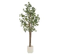 ML-Design Eucalyptus Artificiel 210 cm Décoratif, Plante Verte Grande avec Tronc en Bois Naturel, Fausse Plante en Pot, Déco Aspect Naturel, Arbre pour Intérieur/Extérieur Chambre Balcon Salon Bureau