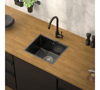 ML-Design Évier de Cuisine en Acier Inoxydable, 30x40 cm, Anthracite, avec Vidage et Trop-Plein, Bassin à Encastrer, Rectangulaire, 1 Bac Simple Petit avec Siphon, Lavabo Encastrable de Cuisine