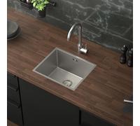 ML-Design Évier de Cuisine en Acier Inoxydable, 34x40 cm, Argenté, avec Vidage et Trop-Plein, Bassin à Encastrer, Rectangulaire, 1 Bac Simple Petit avec Siphon, Lavabo Encastrable de Cuisine
