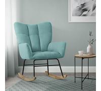 ML-Design Fauteuil à Bascule Sauge, avec Housse en Tissu Éponge, Structure en Acier, Pieds en Bois Naturel, Chaise de Relax, Fauteuil de Relaxation Oscillant Rembourré, pour Salon Chambre à Coucher
