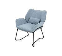 ML-Design Fauteuil de Relaxation Bleu, Rembourré en Eponge Polyester Lin, Structure Noir