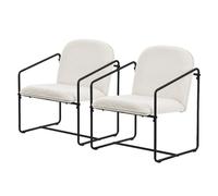 ML-Design Fauteuil lounge - Beige-noir - Lot de 2