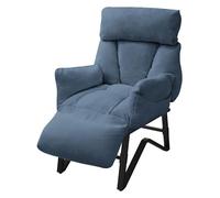 ML-Design Fauteuil Relax de Salon Manuel Chaise Inclinable avec Repose Pied | Siège Rembourré en Lin Bleu avec Poches Latérales, Revêtement Moelleux, Corps en Acier, Dossier et Accoudoirs Réglables