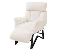 ML-Design Fauteuil Relax de Salon Manuel Chaise Inclinable avec Repose Pied | Siège Rembourré en Lin Beige avec Poches Latérales, Revêtement Moelleux, Corps en Acier, Dossier et Accoudoirs Réglables