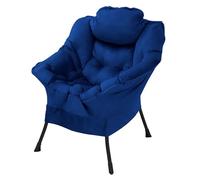 ML-Design Fauteuil Relax pour Salon, avec Poche Latérale et Appuie-Tête | Bleu Foncé, Fauteuil de Lecture Confortable Moderne, Cadre Métallique Robuste, pour Chambre Bureau Coin, Charge 120 kg