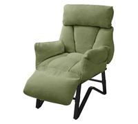 ML-Design Fauteuil Relax Vert en Lin, Structure d'acier, Dossier Repose-Pied et Accoudoirs Réglables, Siège Inclinable Rembourré, Coussins Confortables, Chaise Longue Lecture avec Poches Latérales