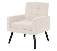 ML-Design Fauteuil Salon Confortable, Chaise Relax Scandinave pour Chambre | Siège de Lecture 1 place avec Accoudoirs en Tissu Rembourré et Pieds en Acier, Charge max. 150kg, 66,5x80x63,5cm, Beige