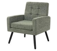 ML-Design Fauteuil Salon Confortable, Chaise Relax Scandinave pour Chambre | Siège de Lecture 1 place avec Accoudoirs en Tissu Rembourré et Pieds en Acier, Charge max. 150kg, 66,5x80x63,5cm, Vert