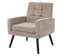 ML-Design Fauteuil Salon Confortable, Chaise Relax Scandinave pour Chambre | Siège de Lecture 1 place avec Accoudoirs en Tissu Rembourré et Pieds en Acier, Charge max. 150kg, 66,5x80x63,5cm, Marron