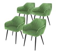 ML-Design Fauteuils Repas - Velours Vert - Lot de 4