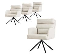 ML-Design Set de 4 Chaises de Salle à Manger Beige, Pivotantes Position Voiture, Chaises Rembourrées avec Revêtement en Polyester et Coussins de Dossier, Pieds Métalliques, Fauteuil de Salon Cuisine