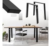 ML-Design Jeu 2X Pieds de Table Loft 75x72 cm, Noir, Profil 8x2 cm, Acier Inoxydable, Design Industriel, Forme en U, Piètement de Table Scandic, Profilé Carré, Patins de Table Basse et de Banquette