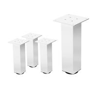 ML-Design Jeu de 4 Pieds de Table I-Design 30 cm, Blanc Brillant, en Acier Laqué Epoxy, Carré, Profil 8x8 cm, Pieds de Meuble Réglables en Hauteur 1-4 cm, Pieds de Support pour Tables Basses, Bancs