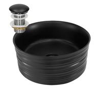 ML-Design Lavabo en Céramique, Noir Mat, Ø41x18 cm, Forme Ronde, Garniture de Vidage 1 1/4", Vasque á Poser, Design Moderne, Lavabo à Main, Lavabo de Comptoir Élégant, pour Salle de Bain/WC d'Invités