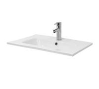 ML-Design Lavabo en Céramique Blanc 61x16,5x46 cm avec Garniture de Vidage 1 1/4" Universel et Trop-Plein, Design Rectangle, Vasque à Encastrer Moderne, Évier Lave-Mains Salle de Bains et Toilettes